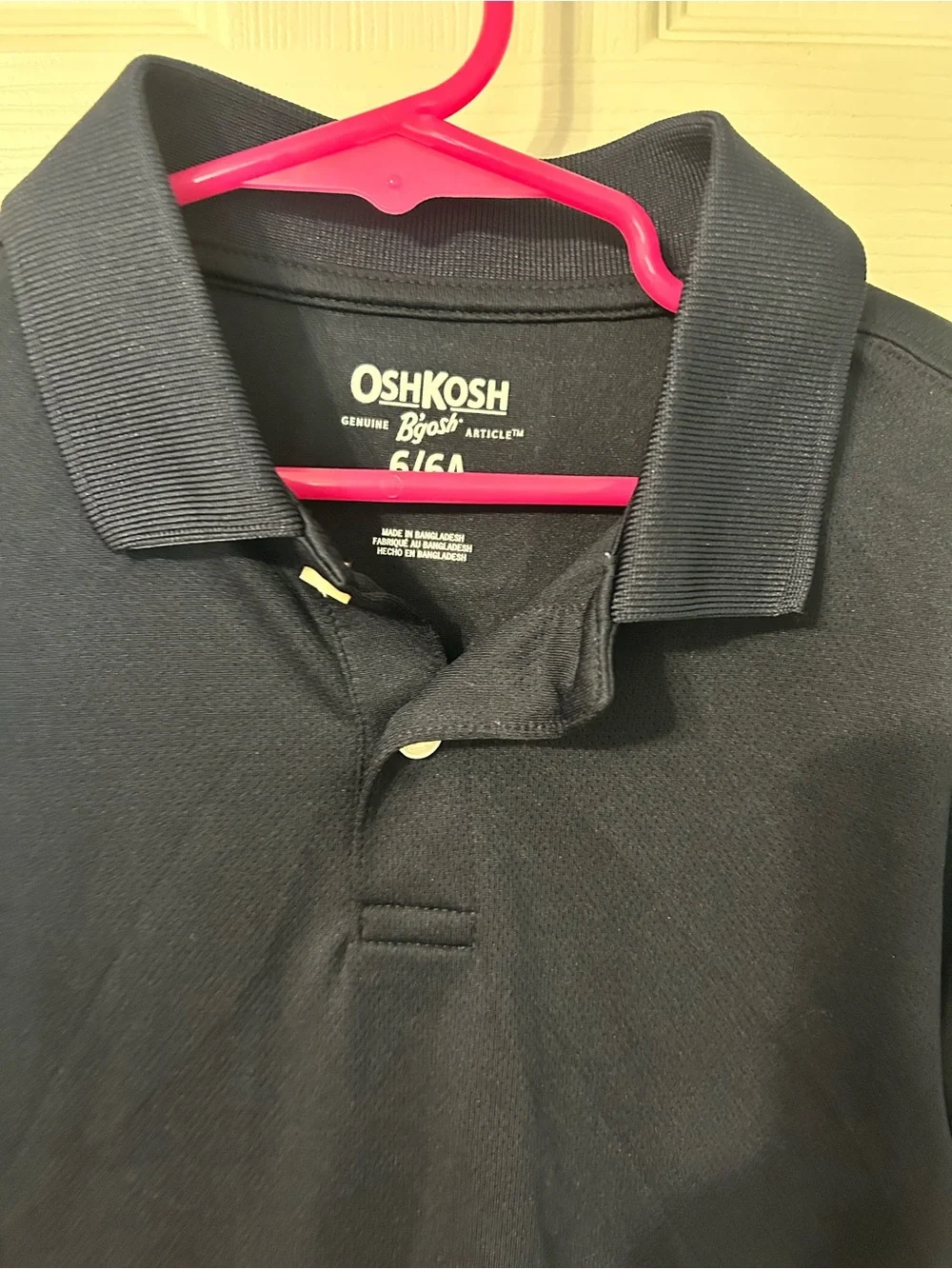 Boys, OshKosh B'gosh, Solid Navy Blue Short Sleeve Polo, Size 6